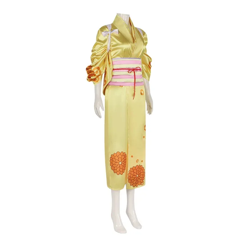One Piece cosplay, One Piece Kikunojo, anime character costume, yellow kimono set, cosplay, Halloween