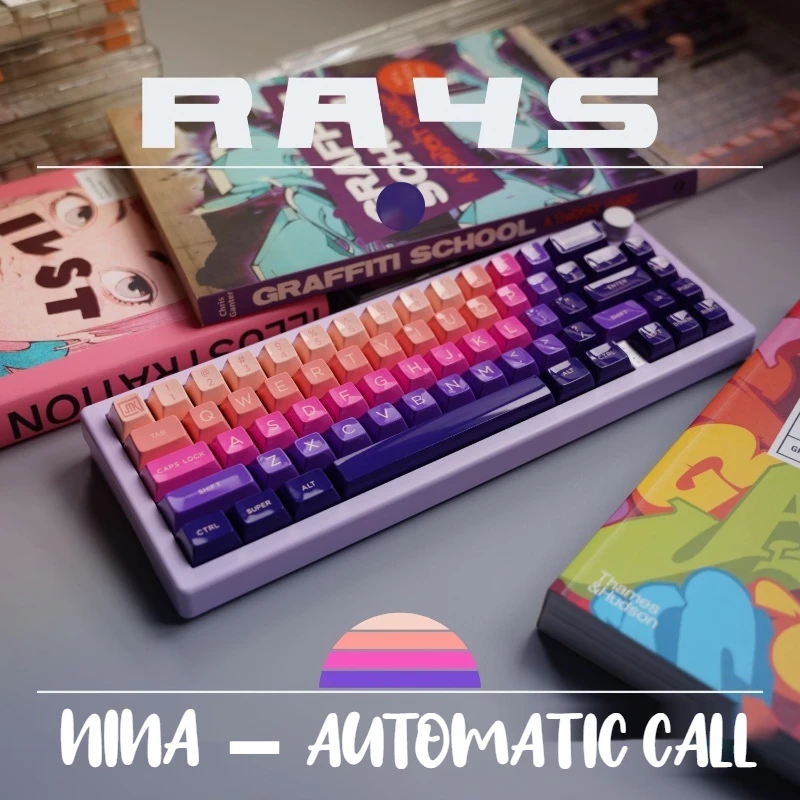 Synthuwave Funk Outrun Rays Hsa Customized Color For Two Color Mechanical Keyboard Keycaps Buger Design  Nina Automatic Call