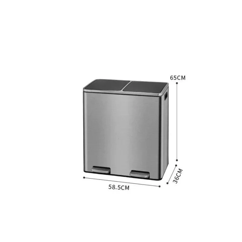 

Stainless Steel Recycling Trash Can, Foot Pedal Waste Bin with Soft Close, Kitchen Separation Dustbin for Home & Office