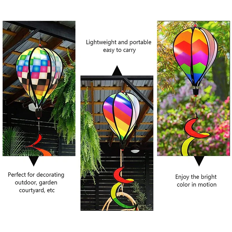 Unique Hot Air Balloon Wind Spinner Geometric 3d Rotating Windmill Twister Hanging Wind Catchers Colorful Garden Yard Decoration