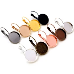 14mm 10pcs 9 Colors Plated French Lever Back Earrings Blank/Base,Fit 14mm Glass Cabochons,Buttons;Earring Bezels