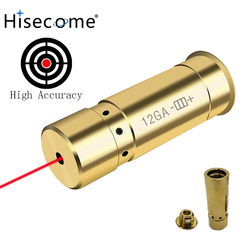 12GA Caliber Red Dot Laser Calibrator Brass Bullet Bore Laser Sight for Shotgun Shooting Aiming Tactical Hunting Accessories