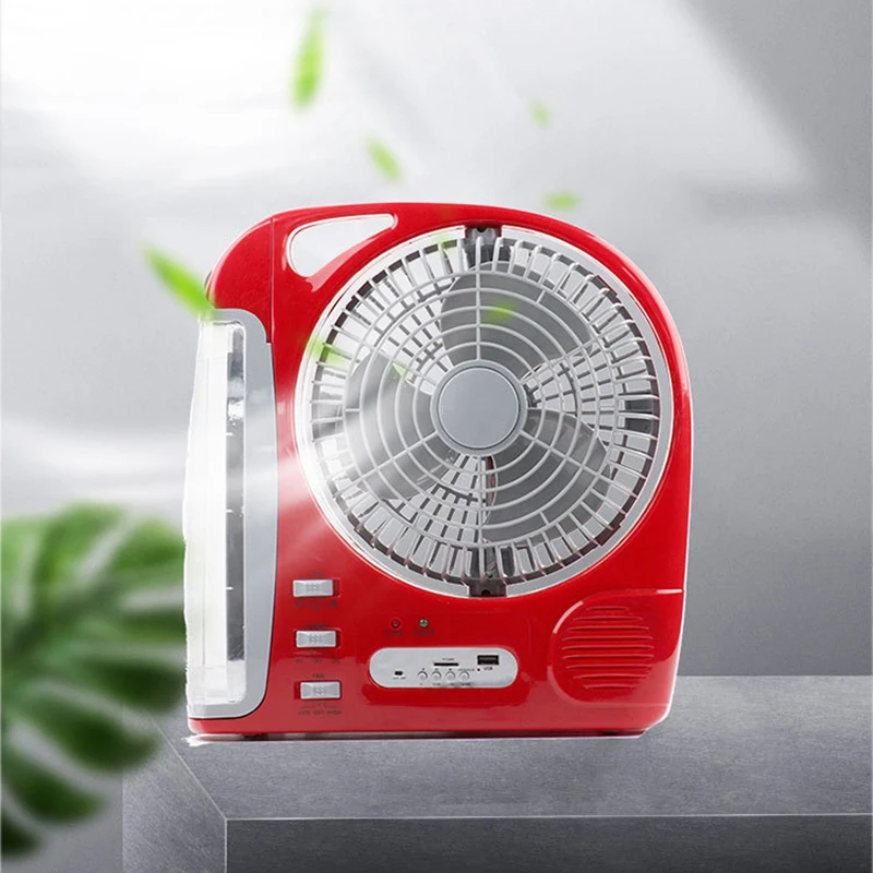 Ventilador portátil 6 en 1 con luz LED, dispositivo eléctrico con energía Solar, recargable, 2 velocidades de viento y brillo ajustables, para exteriores
