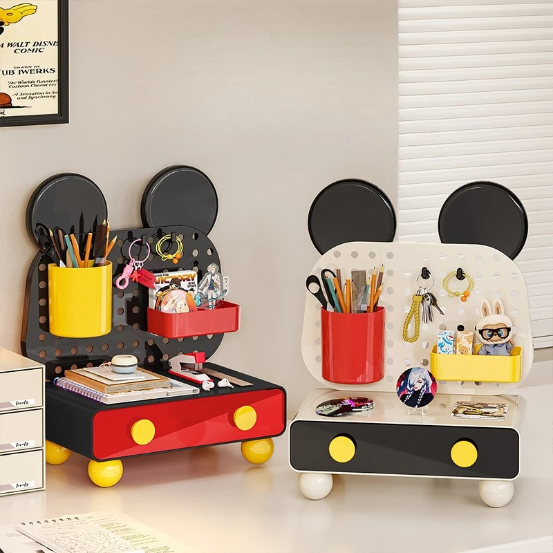 

Настольный органайзер-ящик многофункциональный для косметики и мелочей, с отверстиями, выдвижными ящиками, полками и подставкой для ручек, для хранения канцелярских принадлежностей