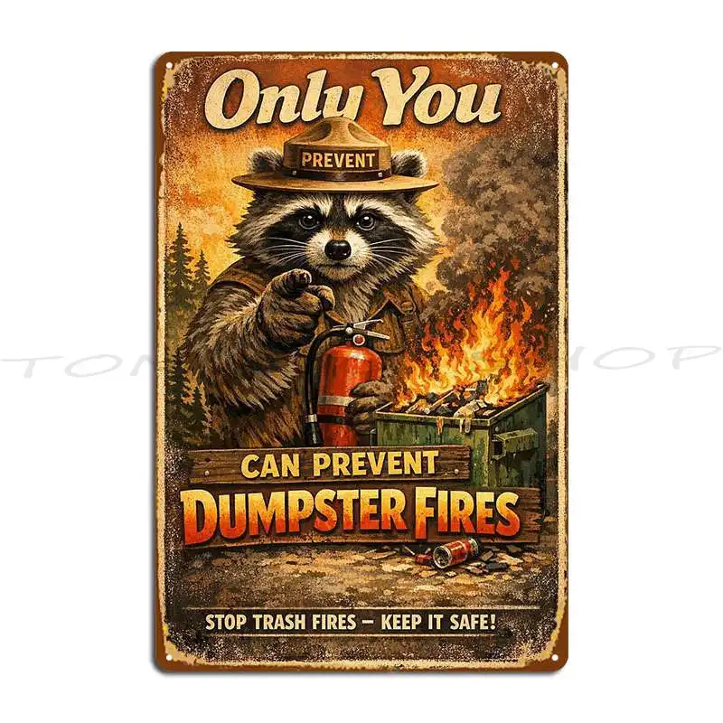 Only You Can Prevent Dumpster Fires Metal Sign Poster Club Living Room Design Funny Design Tin Sign Poster