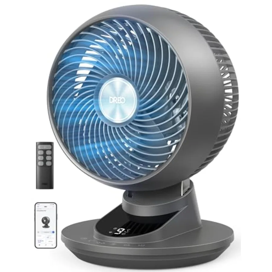 

Smart Fan for Bedroom Powerful 85 Feet Airflow 12 Inch Desk Fans in 20dB Quiet 90°+90° oscillating fans App/Voice Control 9 Spe