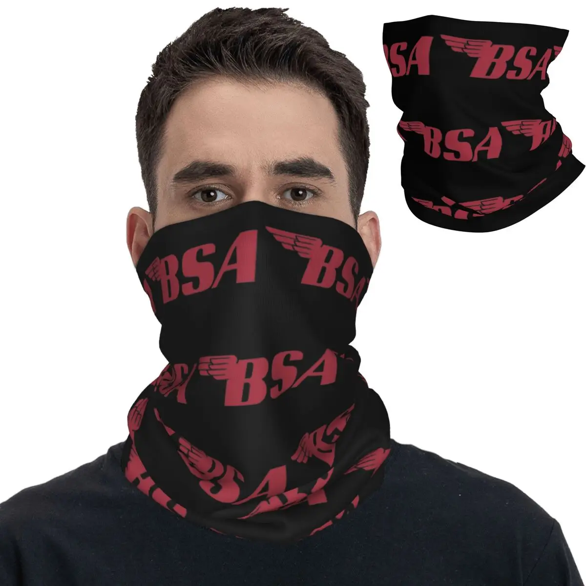 BSA Bandana roja Vintage para hombre y mujer, bufanda mágica estampada para motocicletas, máscara facial cálida para ciclismo, a prueba de viento para adultos