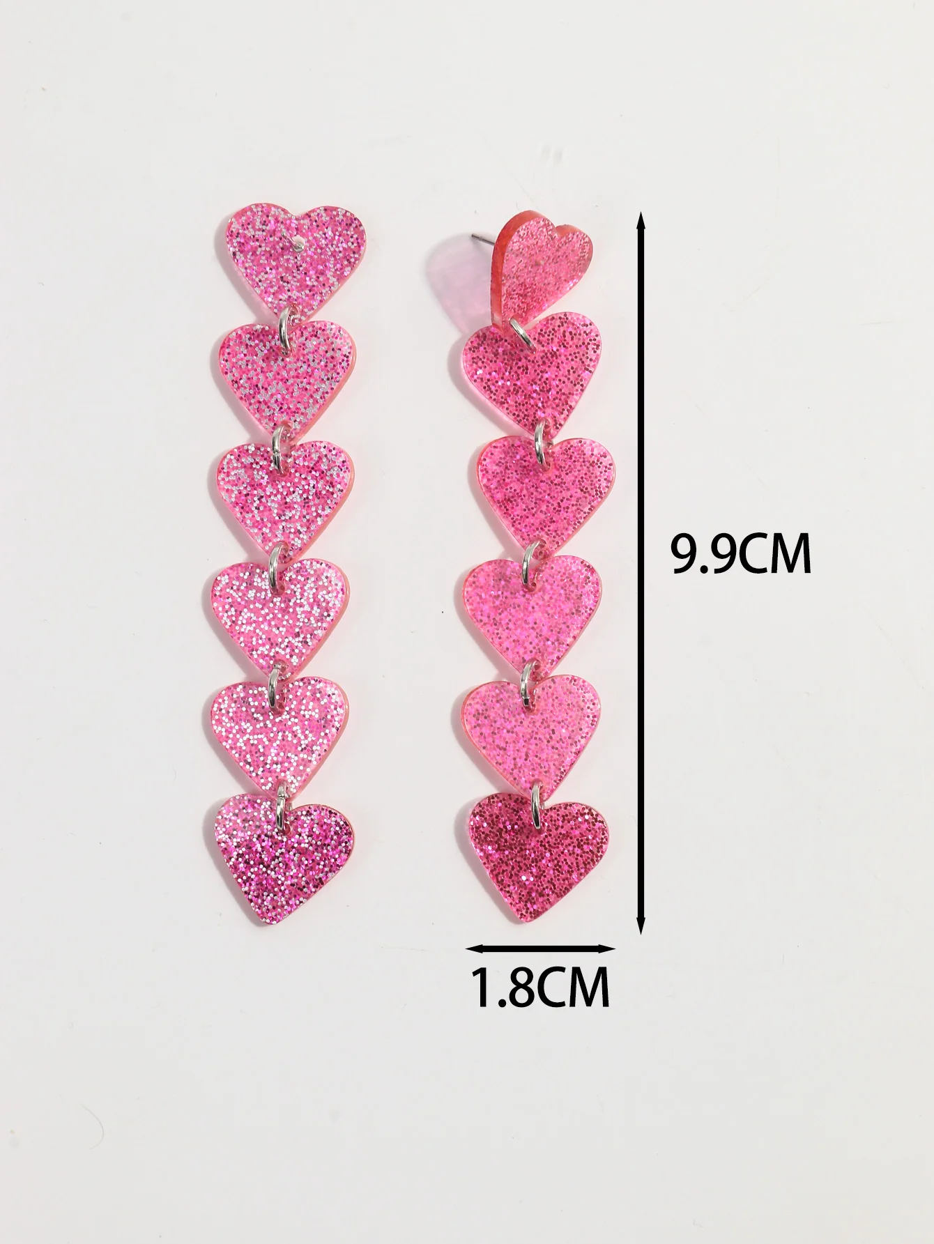 New Leopard 6-Hearts Acrylic Long Dangle Earrings for Women Pink Glitter Love Hanging Earring Jewelry Valentine's Day Gifts