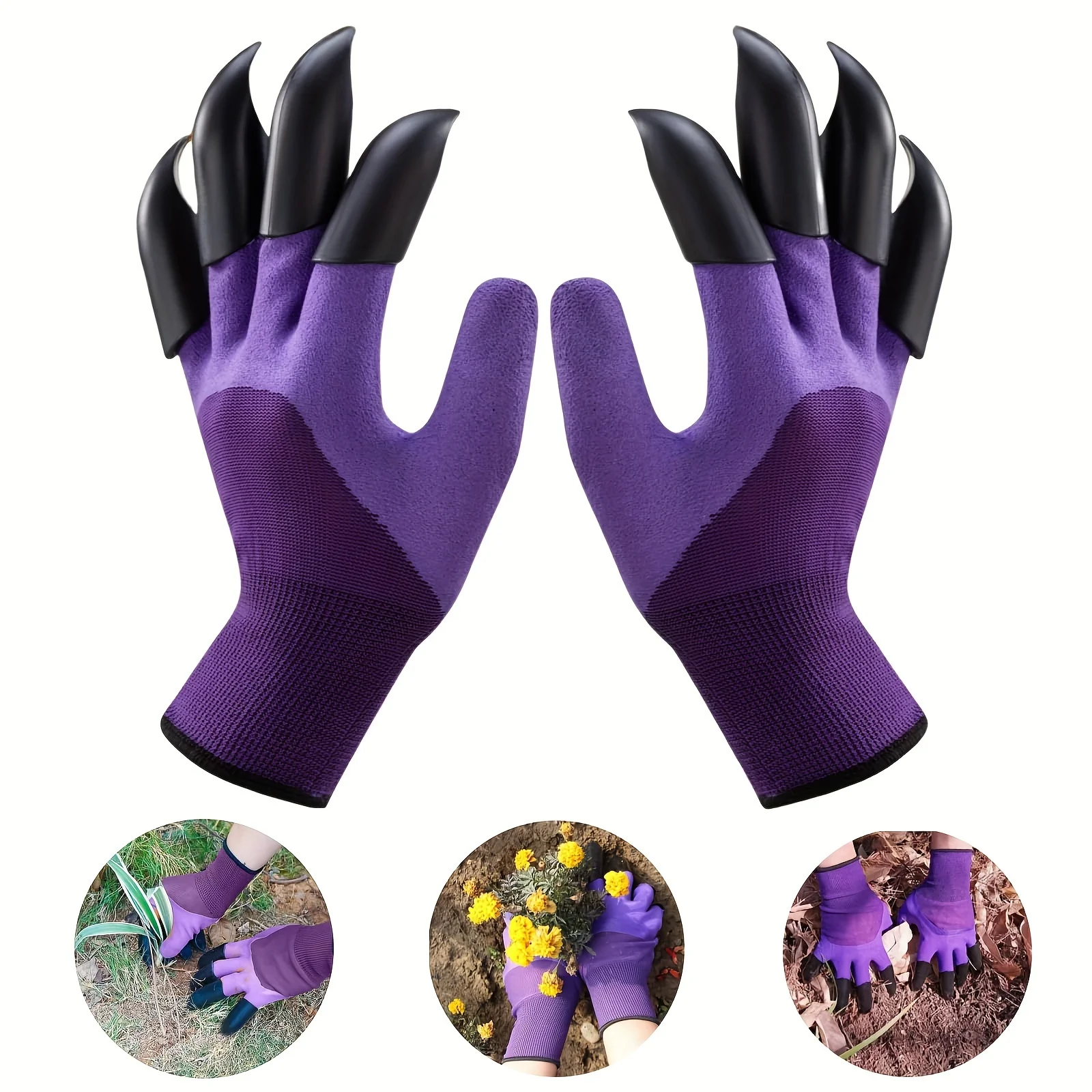

A pair of non slip outdoor digging and weeding gloves, waterproof digging and planting gloves, with a dual claw design.