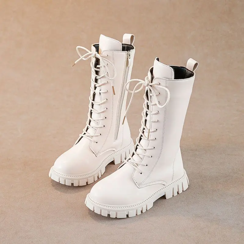 2026 Autumn Winter Girls Mid Calf Boots British Style Kids Fashion Long Boots with Warmth Footwear for Children