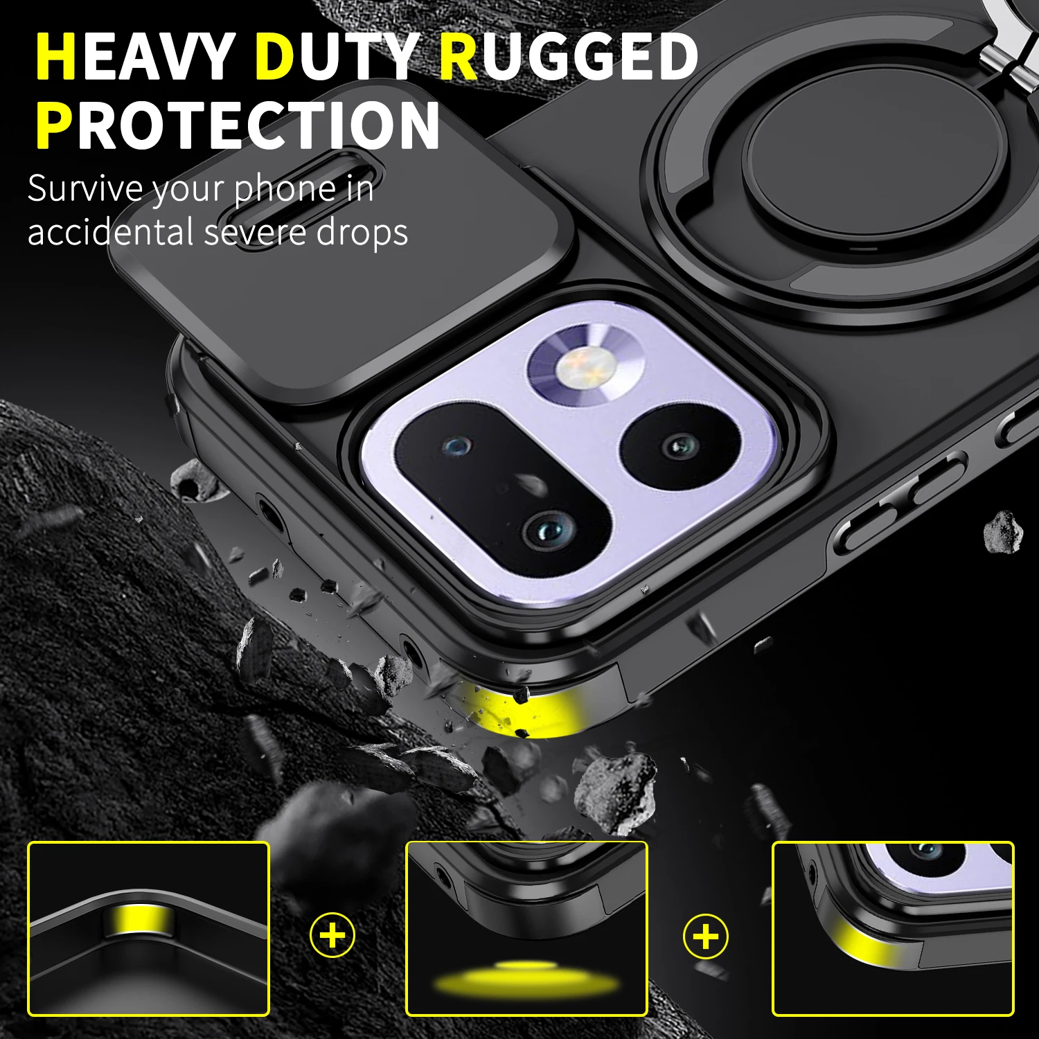 Armor Magnetic Bracket Holder Phone Case For OPPO Realme 16 Pro+Plus 16 Pro 5G Sliding Window Camera Protection Shockproof Cover