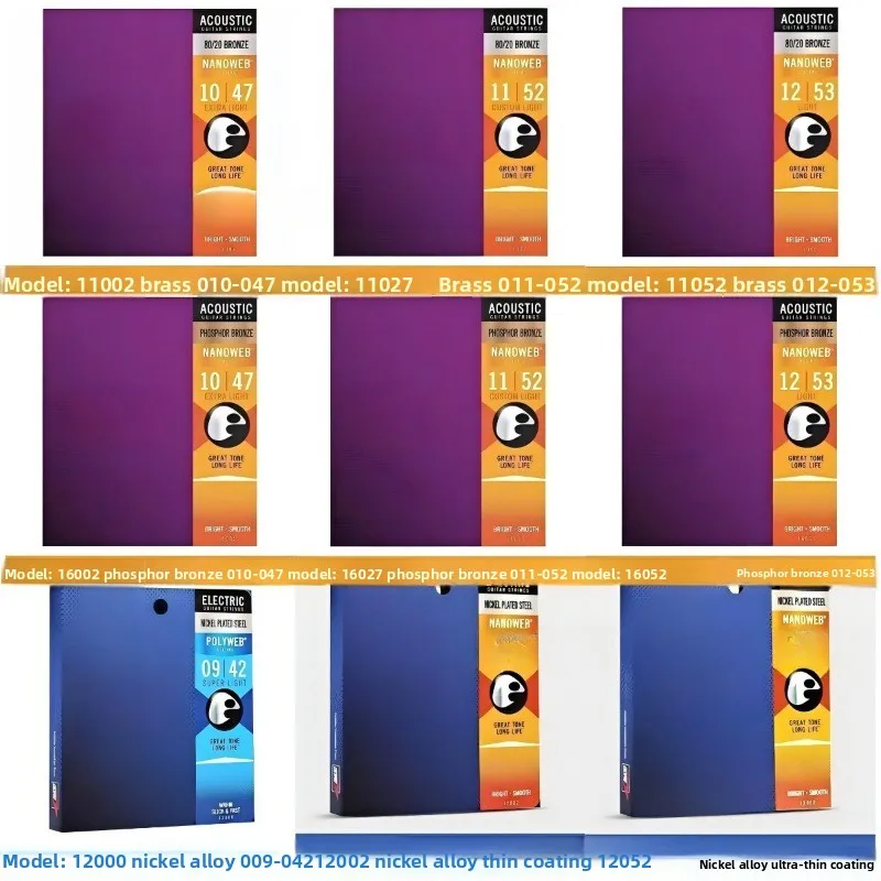 Coated Acoustic Guitar Strings Phosphor Bronze & Brass Full Set Anti-rust Folk Guitar Replacement Strings view 4