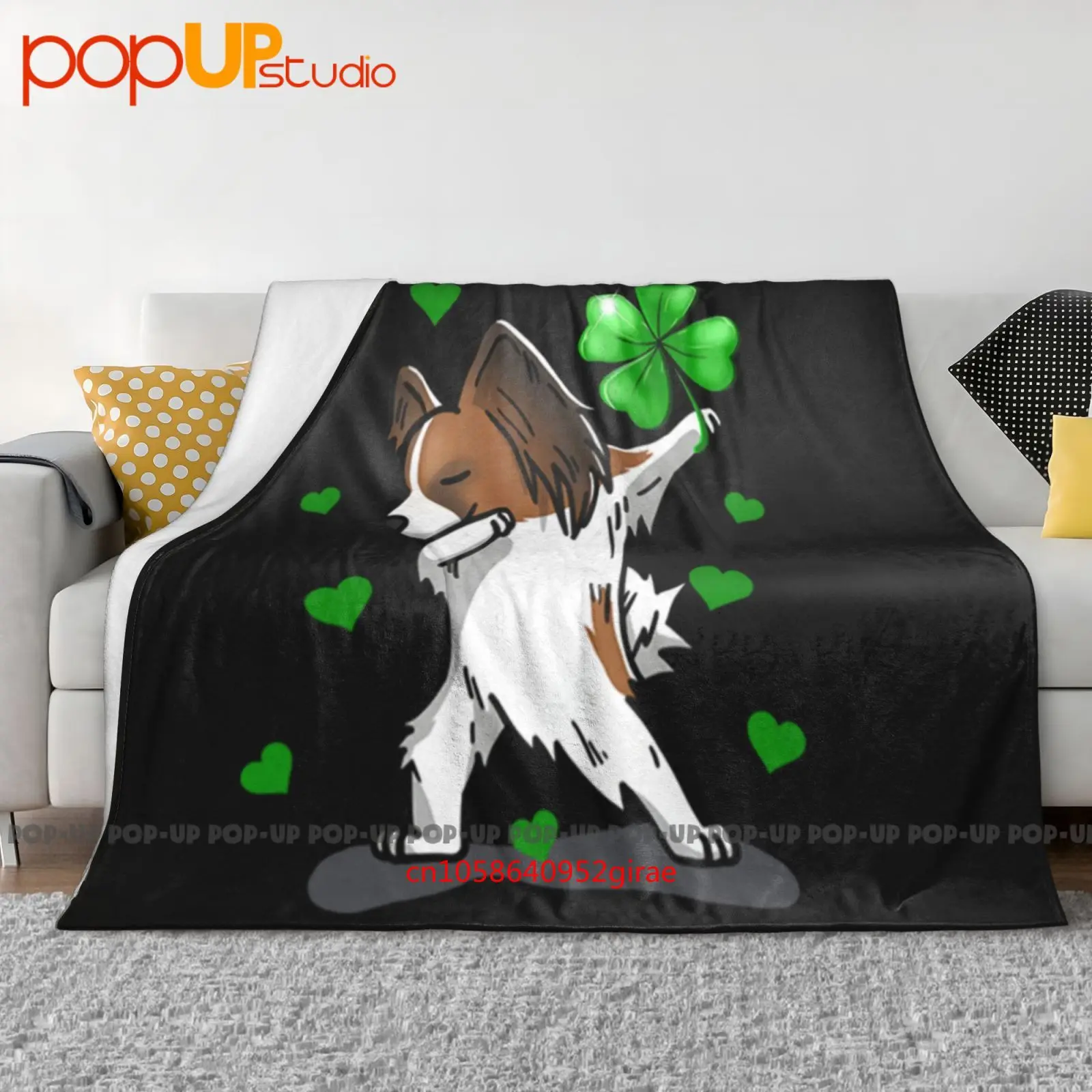 

Papillion Dog Dabbing Lucky Irish Shamrock Ультра-мягкое одеяло, одеяло, зимнее покрывало для дивана, покрывала на кровать