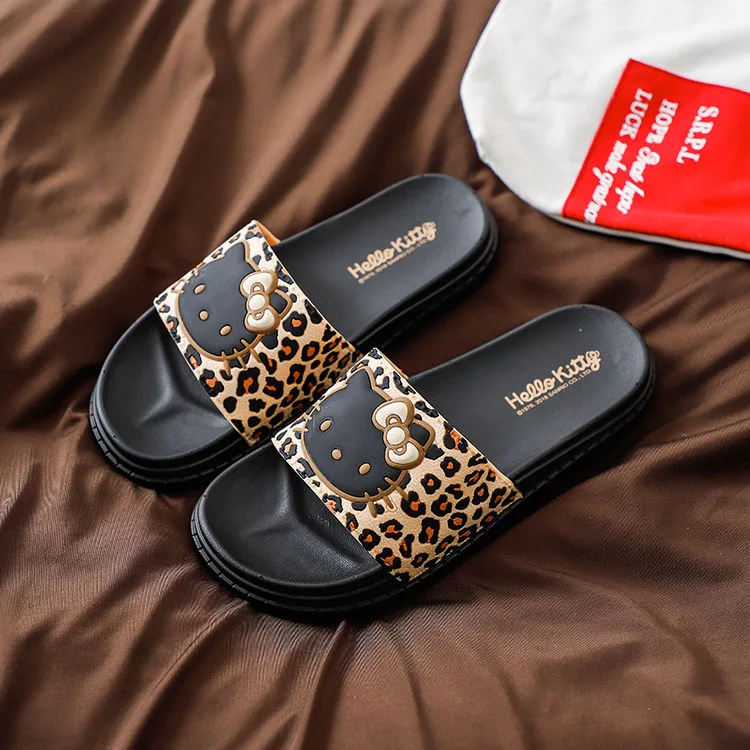 Sanrio Hello Kitty Slippers Shoes Summer Women Fashion Y2k Girls Flat Slides Flip Flops Thicken Female Cute Kt Cat Home Sandals