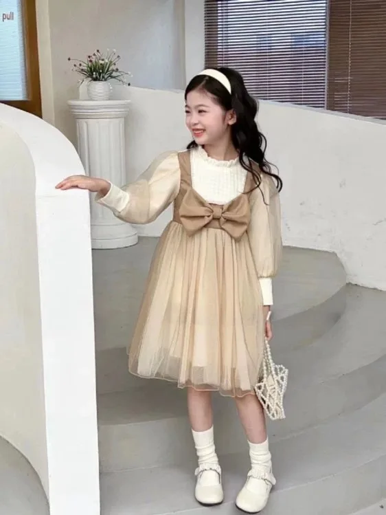 Girls' Middle-aged and Older Children Princess Dress 2023 Spring and Autumn Models New Children Autumn Dress Girls Dress