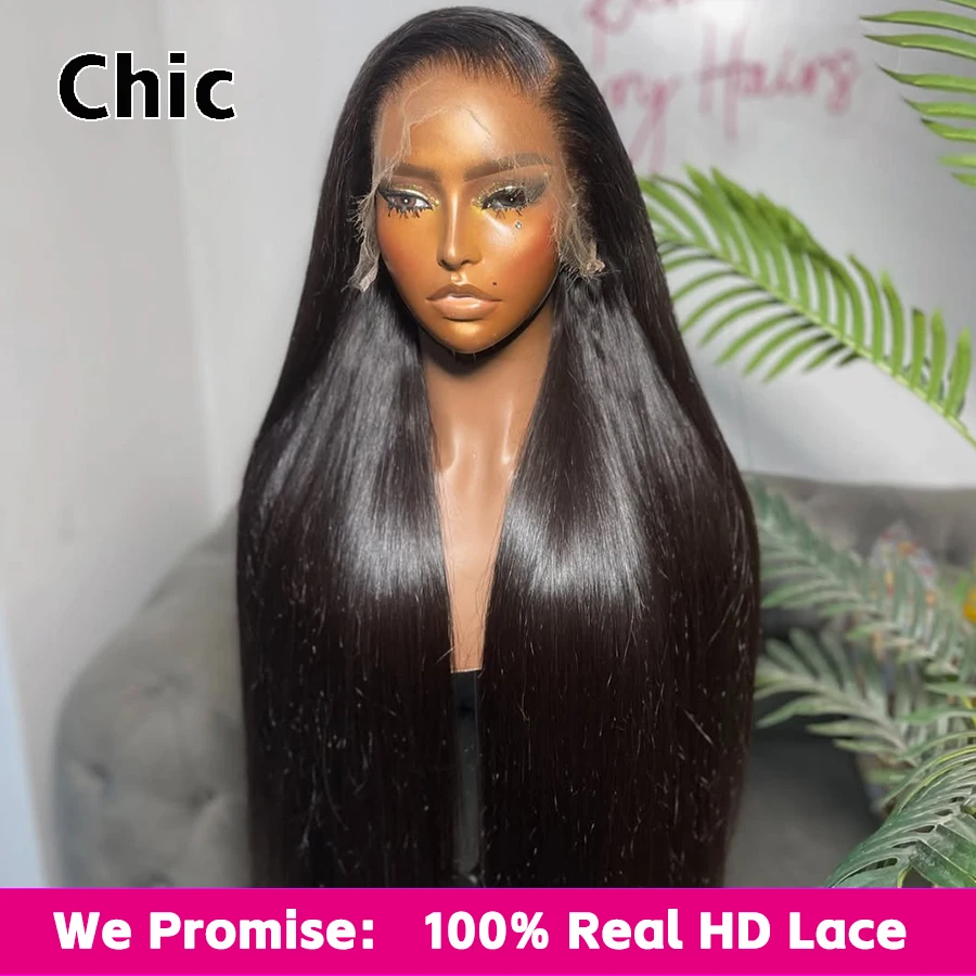 Gd Chic Wigs 100% Human Hair 13x6 HD Lace Wig 250% Density Straight Glueless Melt Skin 13x4 Real HD Lace Frontal Wig Pre Plucked