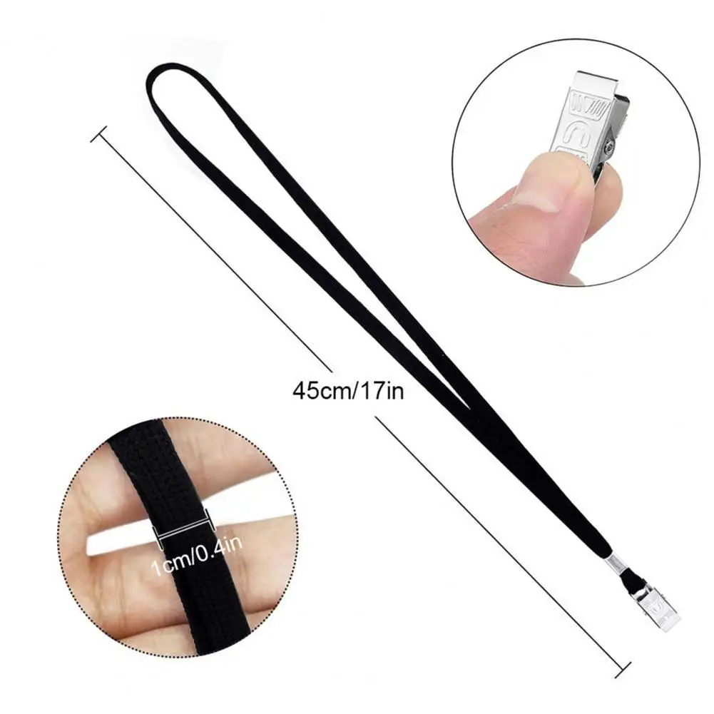 20개 45cm 신분증 홀더 끈 포함 투명 이름표 배지 홀더 및 클립이 있는 목걸이 끈 사무실 학교 행사용