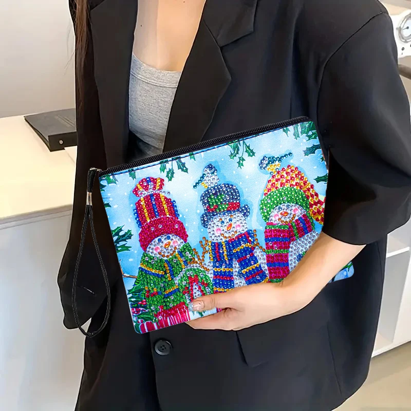 مجموعة واحدة من اللوحات الفنية الماسية الماسية التي تحمل عنوان عيد الميلاد، ومقبض من جلد البولي يوريثان مناسب للاستخدام اليومي كهدية للسفر #5