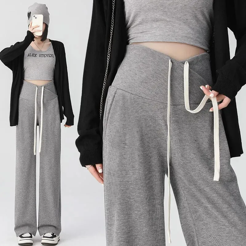 2025 vêtements chauds automne et hiver chaud élastique réglable pendentif pantalon à jambes larges