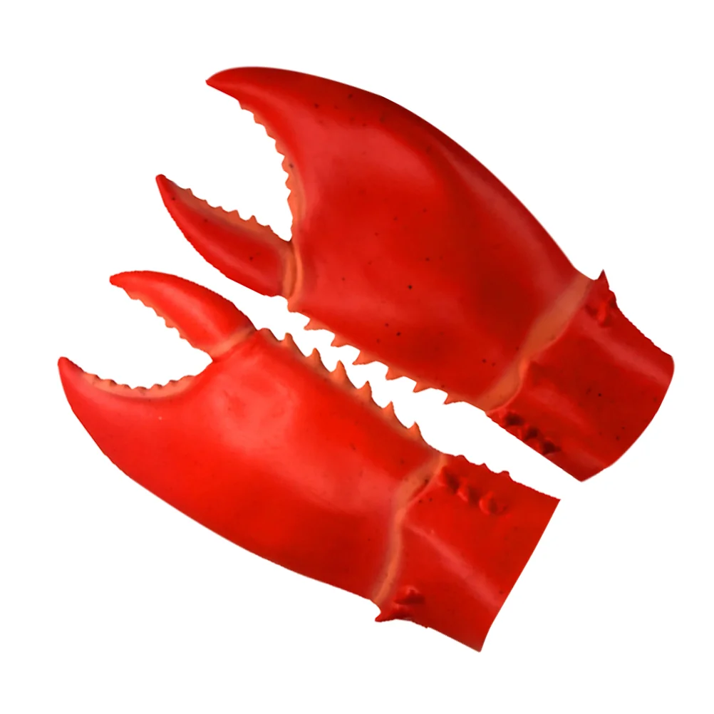 

Red Funny Prank Animal Gloves Crab Claw Hand Mittens Lobster Costume Latex Gloves Halloween Party Accessory Hat