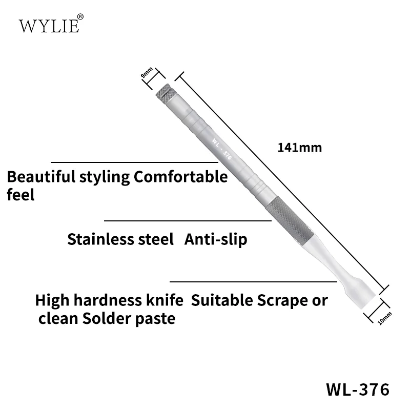 WYLIE WL-376 Non-magnetic Stainless Steel Tin Scraper Non-slip Texture for Mobile Phone and Tablet Repair Tin Scraper Pry Tool