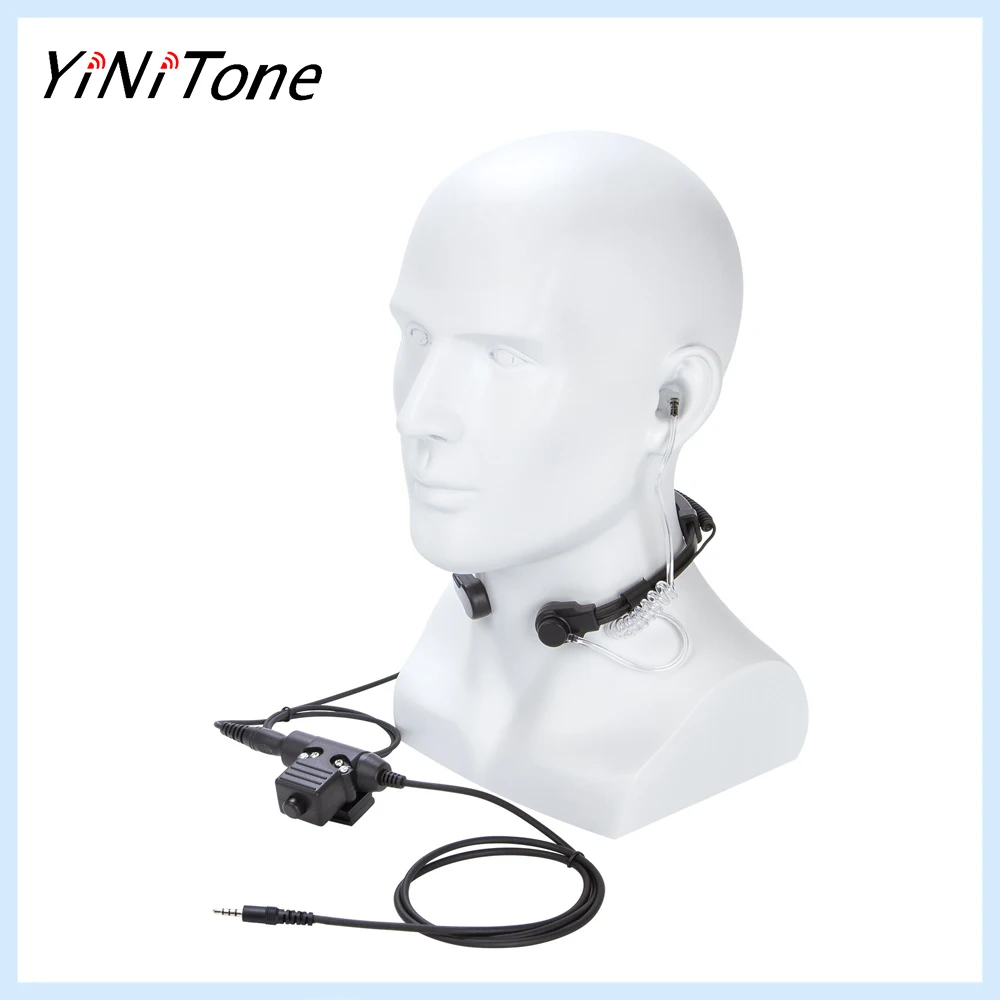 

Walkie Talkie Radio 7.1mm Telescopic Throat controlled Microphone Headset with U94 PTT Adapter For 3.5mm phone audio jack