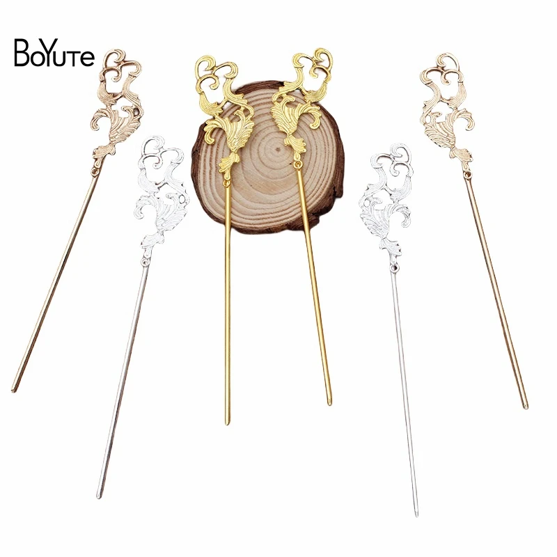 BoYuTe (10 Pieces/Lot) 33*50MM Alloy Welding 120*2.5MM Iron Hair Stick Diy Hand Made Retro Hair Jewelry Accessories