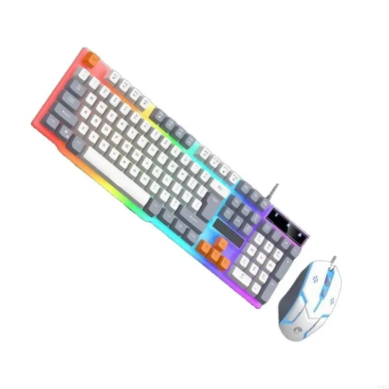 LED retroiluminado gran tamaño USB USB Mecánica Multimedia PC Juegos PC teclado combinado del mouse Combo oficina