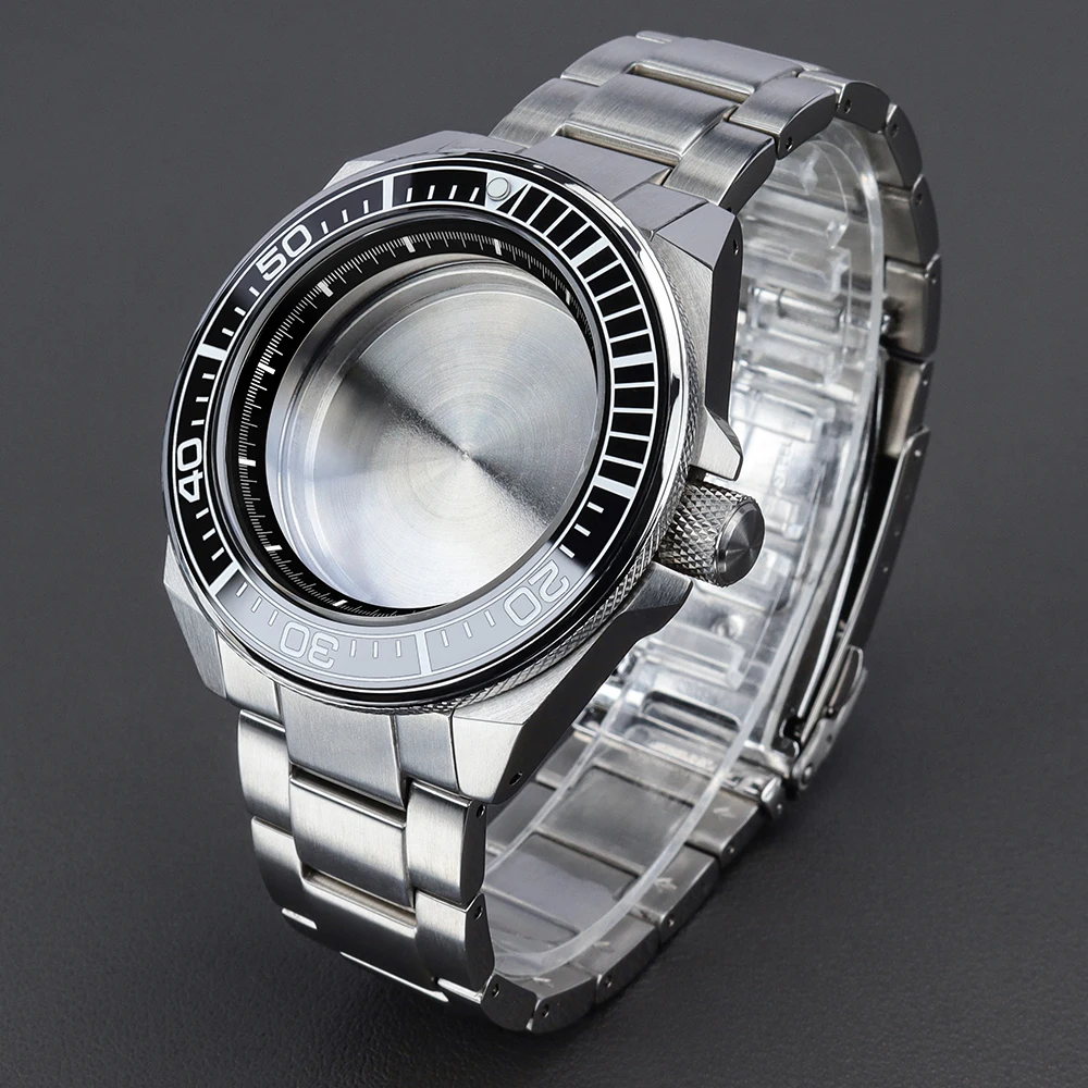 

NH35 43.8mm Men Watch Case Strap Sapphire Glas For Samurai King Series Mod watch part For NH35 NH36 NH70 NH72 Movement 120clicks