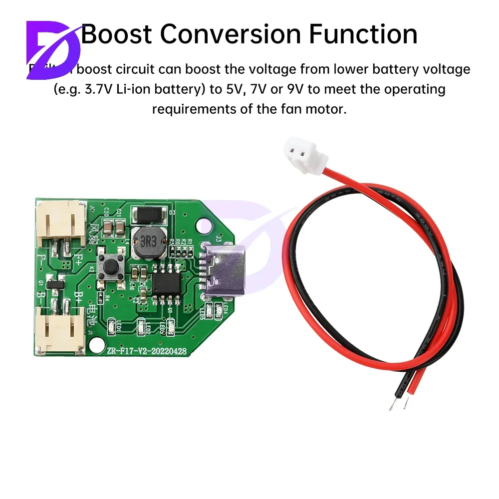 9V/12V Handheld Fan Control Board Three/Four Gears Speed Boost Motor Controller Stepless Speed Regulation Charging Driver Module