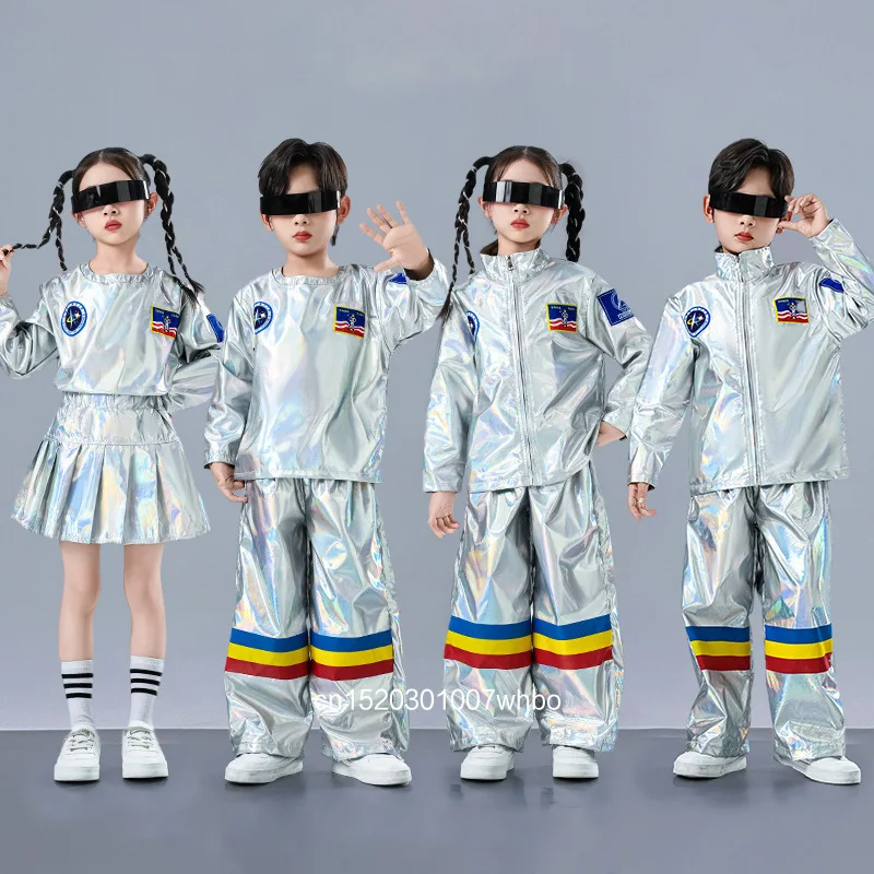 الأطفال الجاز الرقص الديناميكي مجموعة التكنولوجيا تحسس الفضاء دعوى روبوت ملابس الأطفال مشرقة الشارع الرقص أداء الملابس