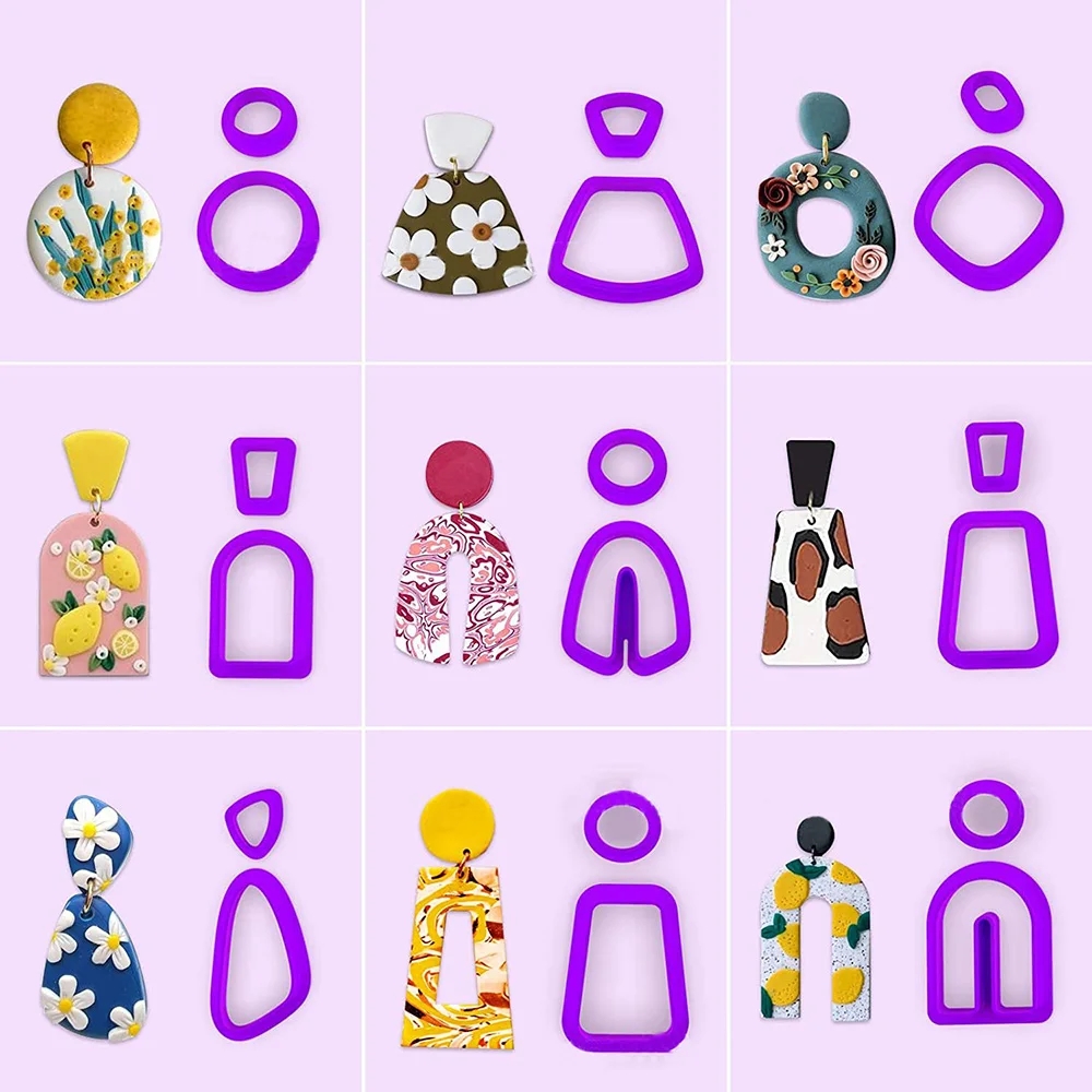 18Pieces Polymer Clay Cutters Earring Making Supplies Crafts Clay Jewelry Different Shapes Cutting Tools Accessories