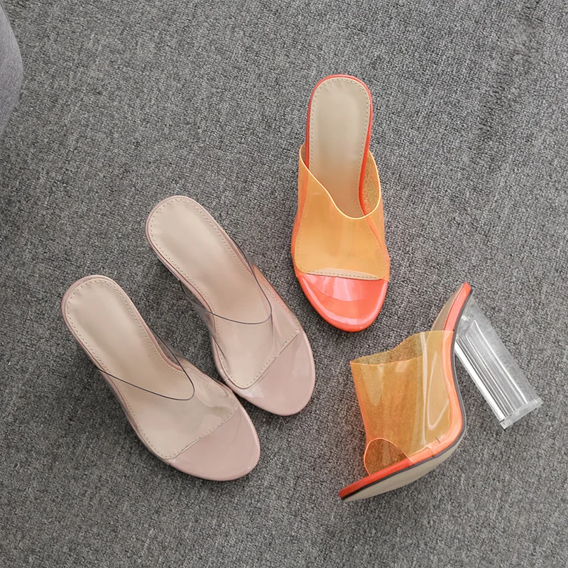 11CM High-heel Summer Sandals for Women Hot Style Crystal with Slippers Sexy Crystal Heel Female Slippers
