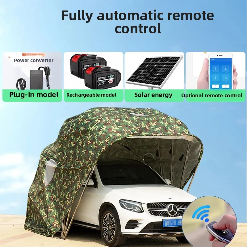 

Fully automatic car folding carport outdoor rain protection sun protection tarpaulin household mobile garage space parking shed