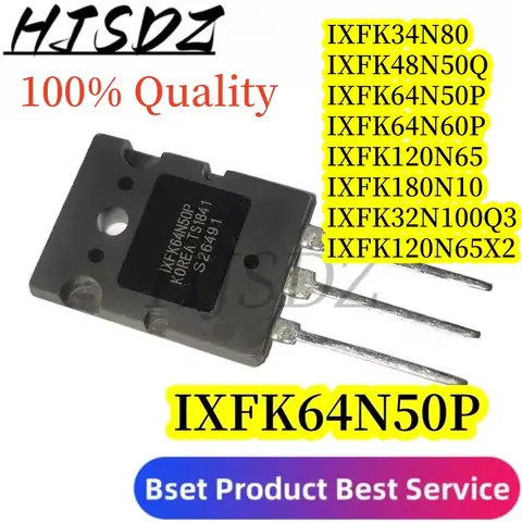 (10개) IXFK TO-264 고전력 MOSFET(IXFK48N50Q IXFK34N80 IXFK32100Q3 IXFK64N50P IXFK180N10 IXFK120N65 IXFK64N60PFK120N65X2)