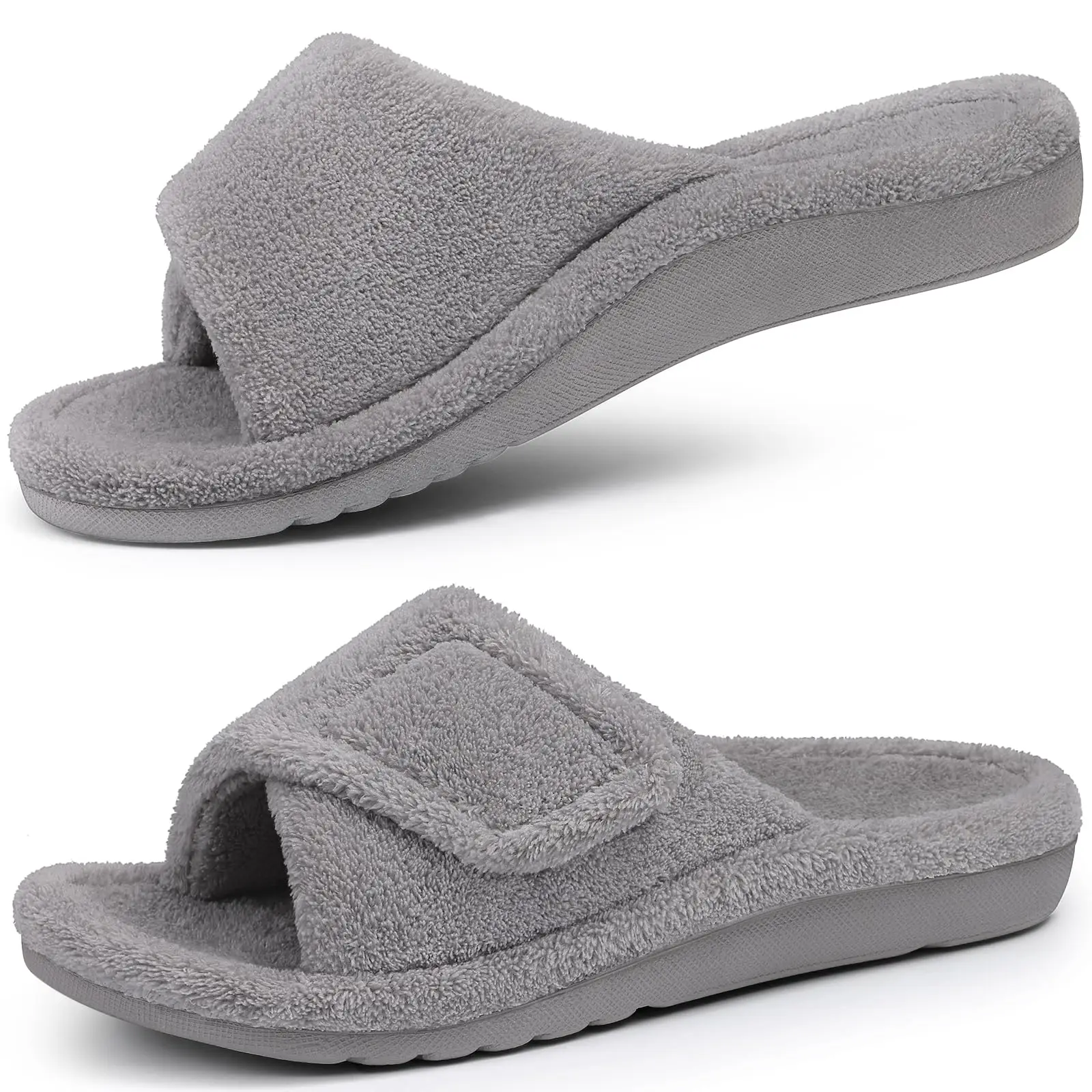 Chaussons orthopédiques Kidmi pour femmes avec soutien de la voûte plantaire, ajustables, à bout ouvert, pour fasciite plantaire, confortables pour la maison