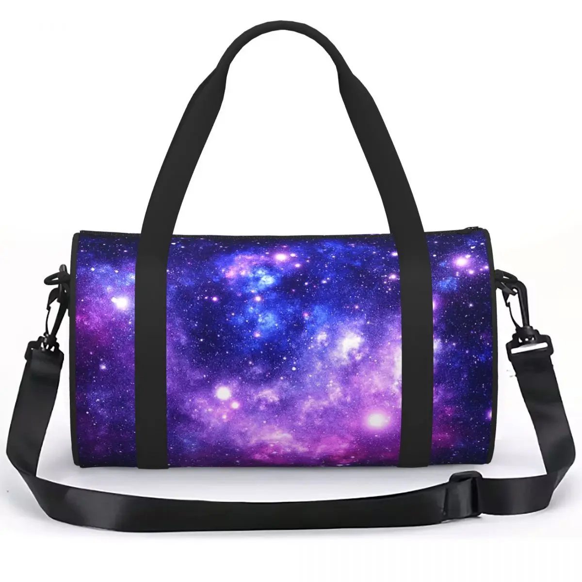 Purple Blue Galaxy Nebula Luggage Bag Large Capacity Duffle Tote Bag Handbags Gym Bags Fitness Bag for Boys Girls