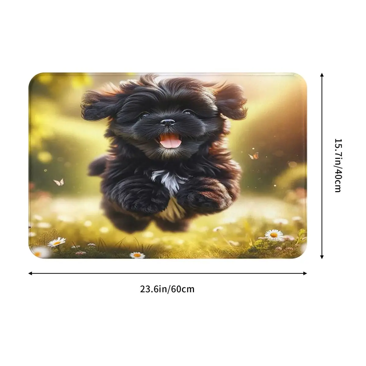 Shih Tzu Dog Play In Grass Doormat Absorbent Mat Carpet Rug Kitchen Entrance Home Floor Mat for Bedroom Footpad Mats
