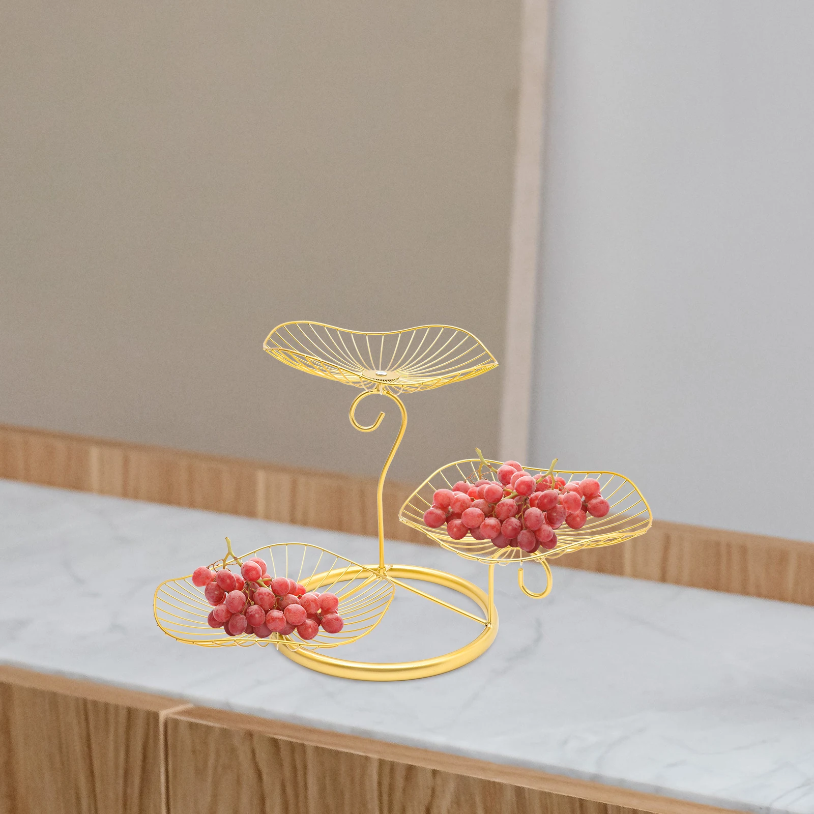 3 الطبقات سلك الحديد سلة فاكهة سلة تخزين معدنية للمطبخ كونترتوب الخضار وجبات خفيفة المنظم وعاء الحديد المطاوع #3