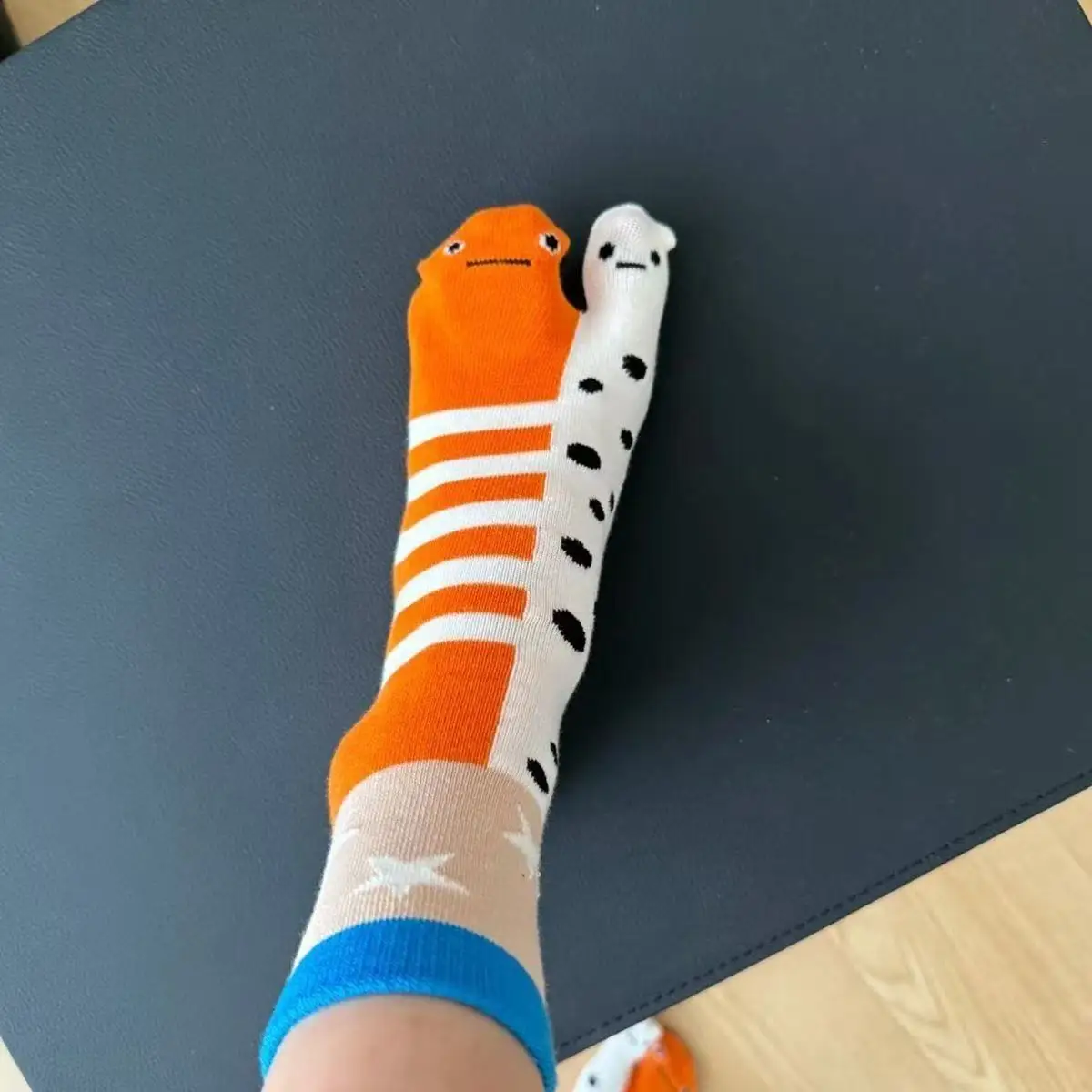 Women's Funny Cute Split Toe Socks Cartoon Shark Whale Printed Ankle Socks Soft Comfortable Breathable Short Socks for Students