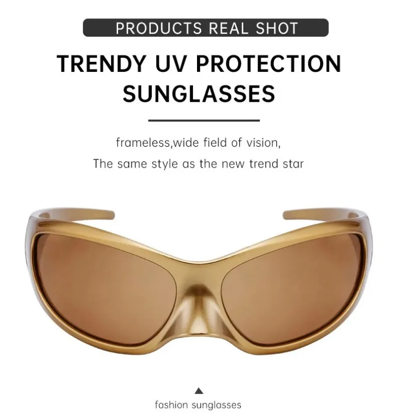 New Y2K Punk Sunglasses Women Men Luxury Brand Designer Trendy Sun Glasses Vintage Oversized Steampunk Glasses UV Gafas De Sol - view 4