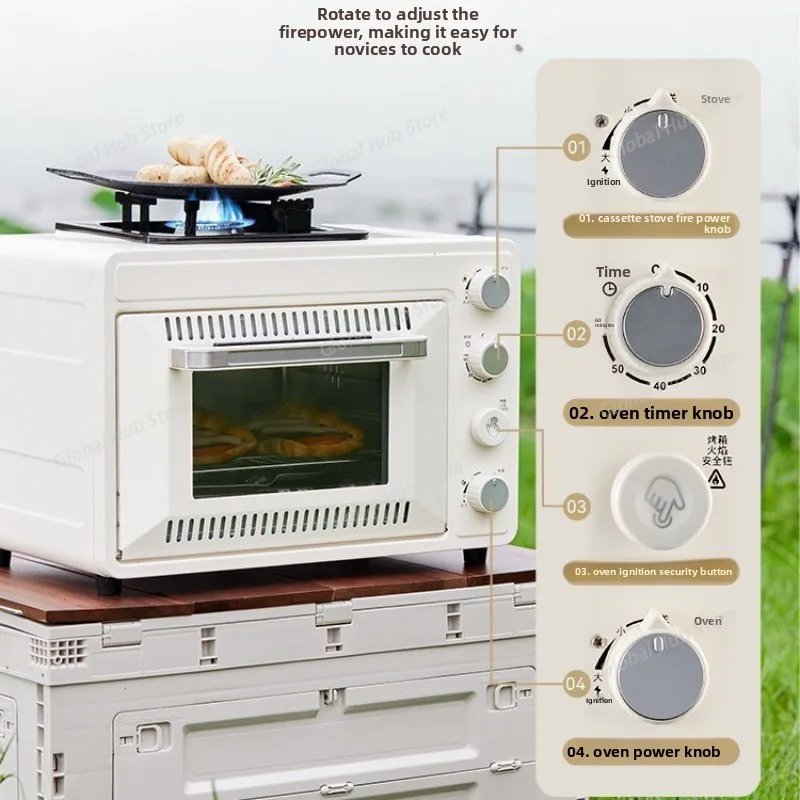 Outdoor Multi-functional Oven, Double-layer Household Camping Gas Tank, Frying, Roasting and Boiling Integrated Stove, Gas Oven