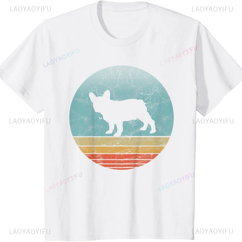 French Bulldog Dog Breed Vintage Style Animal Dogs T-Shirt Harajuku  Clothes Y2k Tops Outdoors High Quality Cotton Shirt unisex
