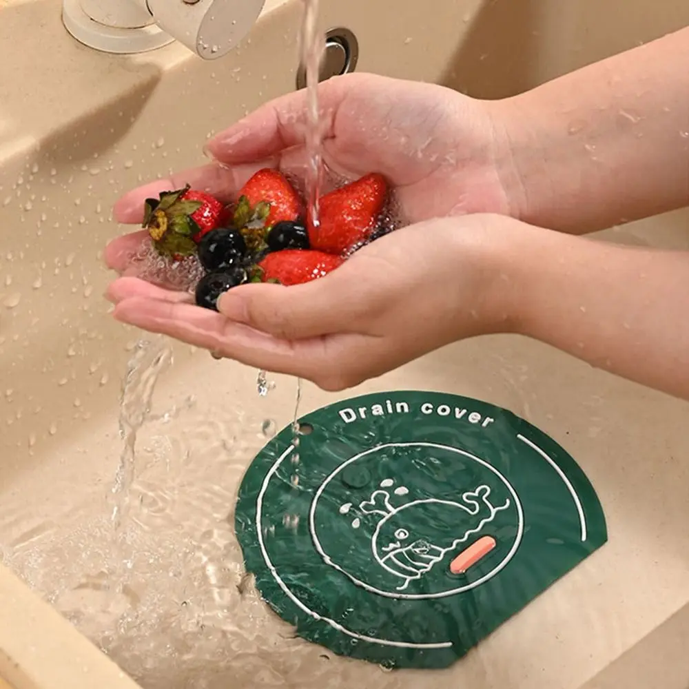

Silicone Floor Drain Cover Cartoon Whale Anti-insect Sewer Filter Pad Anti-blocking Anti-odor Kitchen Sink Seal Mat