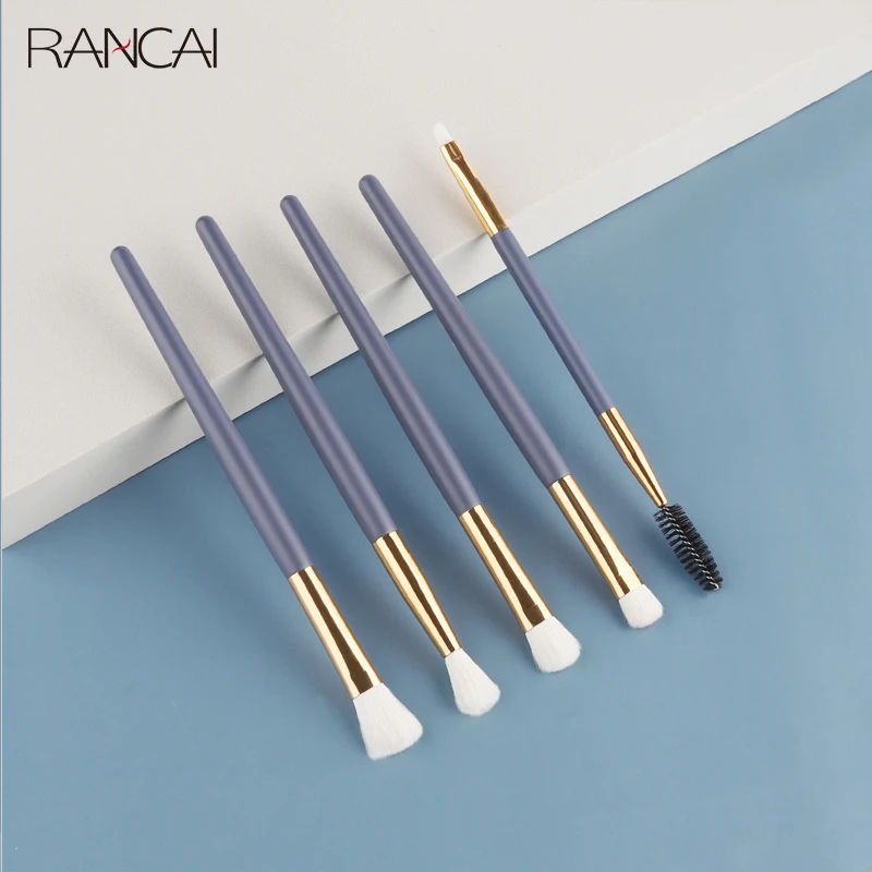 Makeup Brushes Set 5 Pcs Blue Glossy Matte Make Up Cosmetics Beauty Tools Kit Eyeshadow Eyebrow Eyelash Highlighter Brush