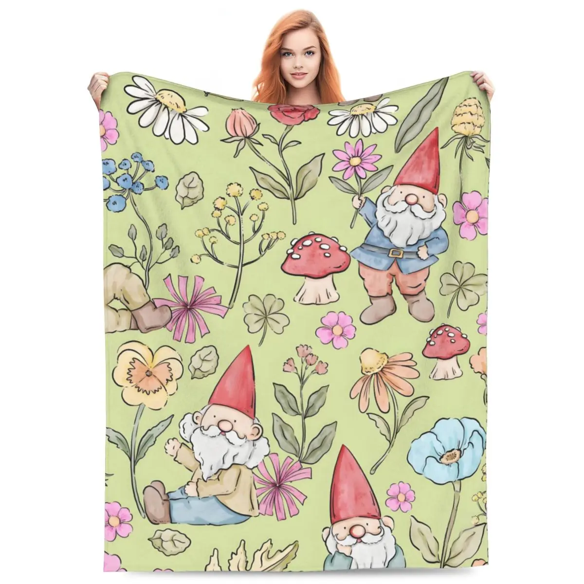 Custom Gnomes Merry Christmas Blanket Soft Fleece Spring Autumn Warm Flannel Throw Blankets for Sofa Travel Bed Quilt