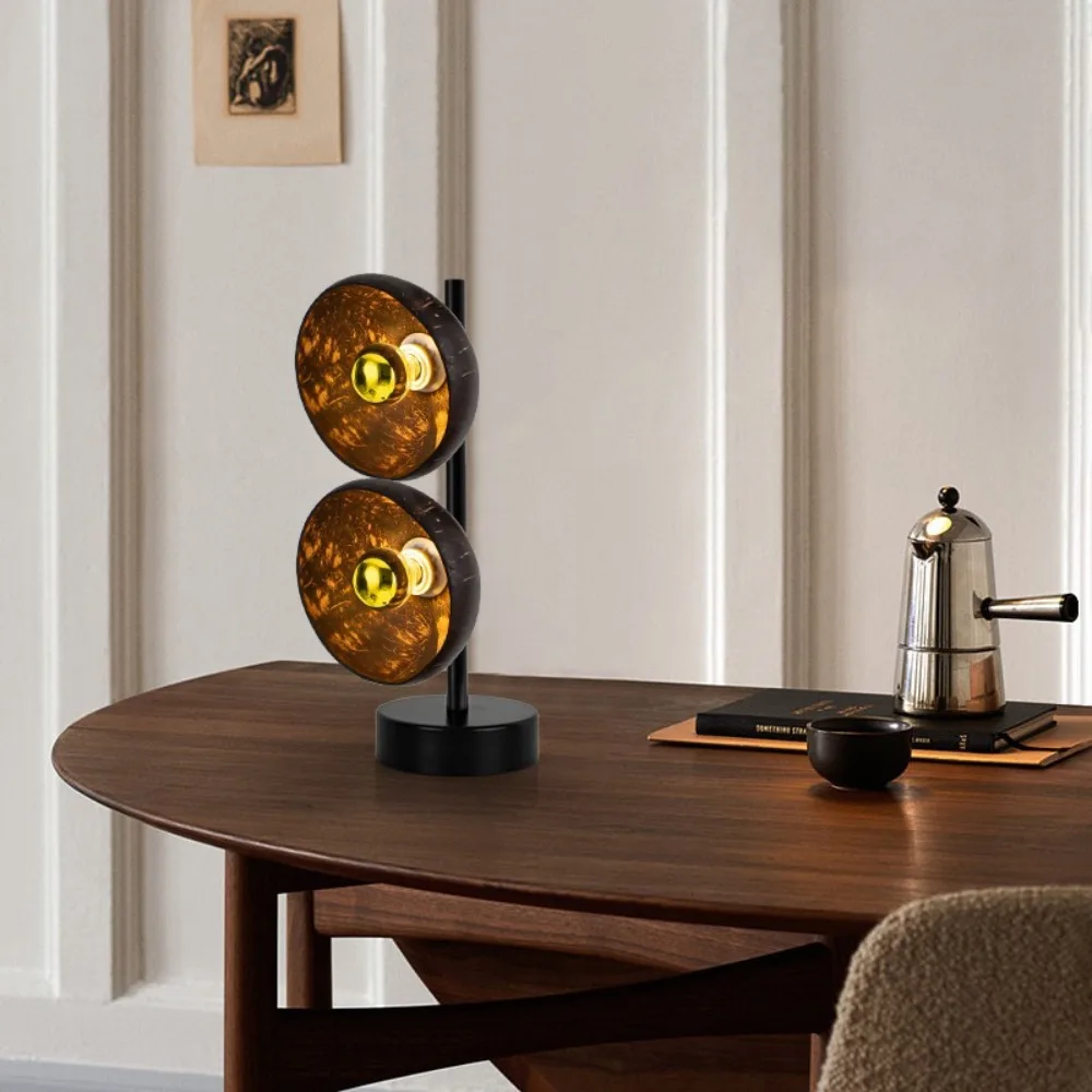 Original Retro Coconut Shell Bedside Lamp, Tea Room, Nordic Vertical Floor Lamp