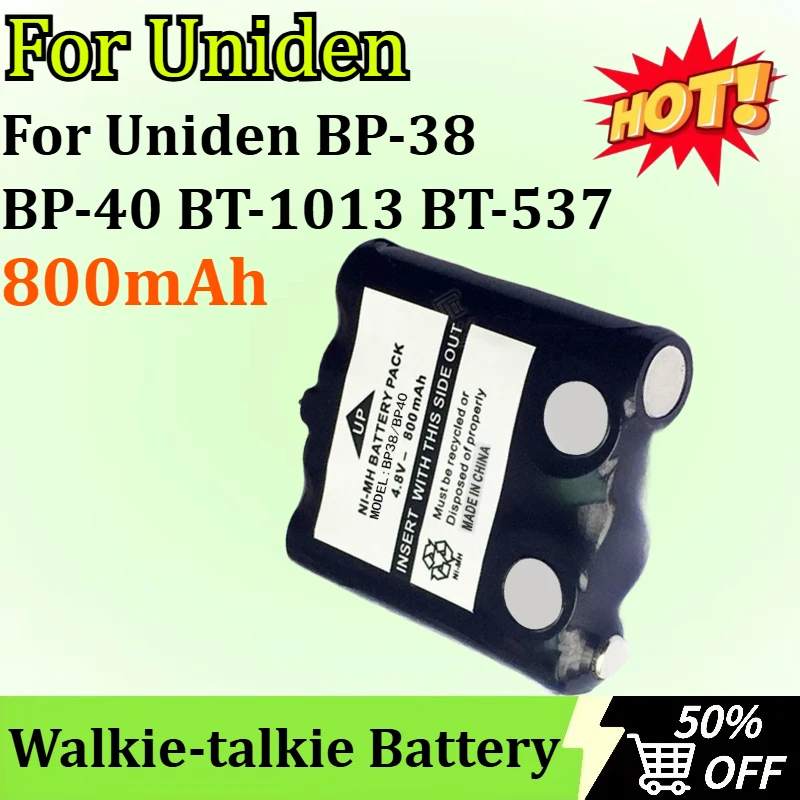 

4.8V 800mAh NI-MH Rechargeable Walkie-talkie Battery Pack for Uniden BP-38 BP-40 BT-1013 BT-537 GMR FRS 2Way Radio Battery