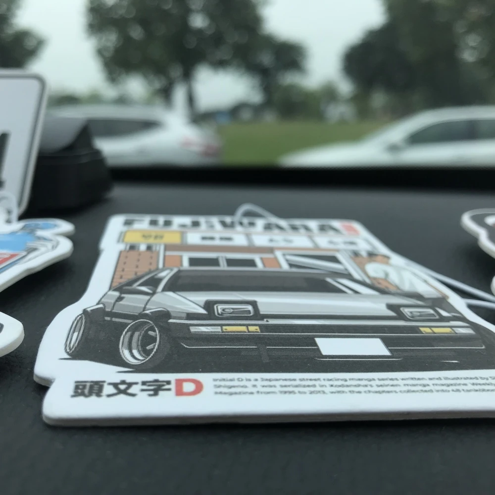 Initial D Car Smell Air Freshener Solid Hard Paper Car Perfumes Rear View Mirror Hanging Accessories for Fujiwara Tofu Japanese image 6