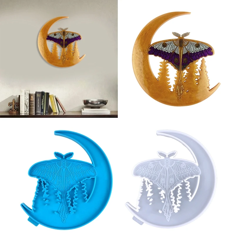 R3MC Moon Wall Hanging Silicone Mould Valentine's Butterfly Decor Mold DIY Desktop Ornaments Pendant Jewelry Epoxy Resin Mold